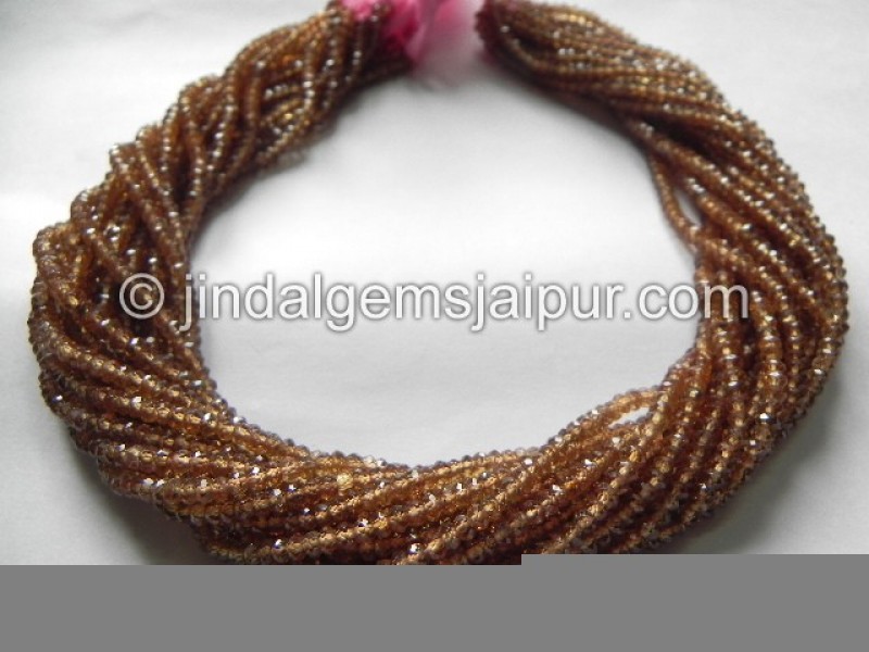 Pink Zircon Faceted Roundelle Shape Beads